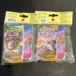 (2) Pokemon Evolving Skies Booster Pack with Mini Portfolio Rayquaza Sylveon - Image 1