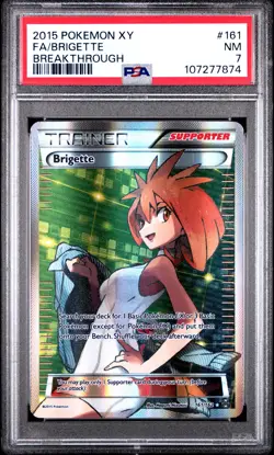 2015 POKEMON XY BREAKTHROUGH #161 FULL ART/BRIGETTE PSA 7 - Image 1