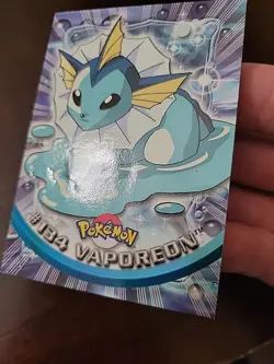 DMG! 2000 Topps Pokemon TV Animation Series 3 Vaporeon Blue Logo #134 Lp - Image 3