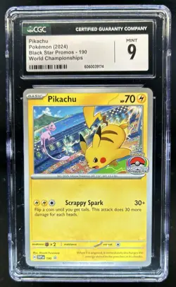 2023-25 Pokemon SV Black Star Promos Pikachu World Championships #190 CGC 9 - Image 1