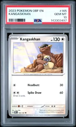 2023 POKEMON OBF EN-OBSIDIAN FLAMES #165 KANGASKHAN PSA 10 - Image 1