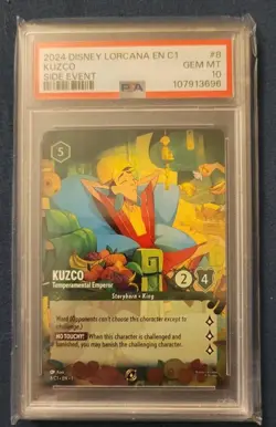 Disney Lorcana Kuzco Temperamental Emperor NA/EU Side Event Promo 8/C1 PSA 10 - Image 1