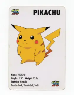 Pikachu #25 KFC Pokemon mini card promo 1998 - Image 1