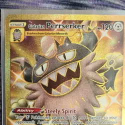 Pokemon Galarian Perrserker Secret Rare Full Art Holo 205/192 Rebel Clash Card - Image 3