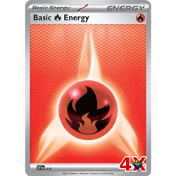 4x Fire Energy 018 Holo Black Flare White Bolt Pokemon TCG Playset NM - Image 1