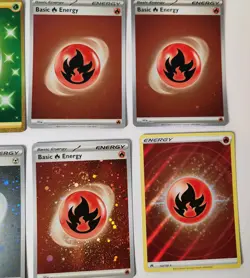 Pokemon lot Fire and Electric Holo Energy Cards W / Dark , Leaf, & Fighting - Image 5