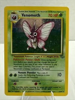 1999 Pokemon TCG Jungle Venomoth Holo Rare Card 13/64 Unlimited - LP - Image 1