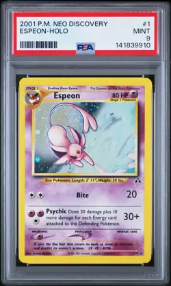 Pokemon Espeon 1/75 Neo Discovery - PSA 9 Mint - New Cert - Swirl - Image 2