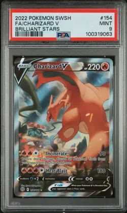 PSA 9 MINT Charizard V Alt Art SWSH Brilliant Stars 154/172 Pokemon - Image 1