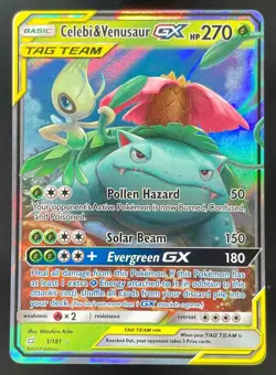 2019 Pokemon Sun & Moon Team Up #1/181 Celebi & Venusaur Holo - Image 1