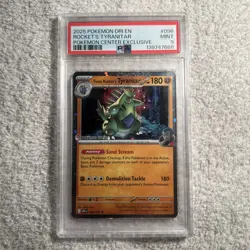 2025 POKEMON DRI EN-DESTINED RIVALS #096 ROCKET'S TYRANITAR POKEMON CENTER PSA 9 - Image 1