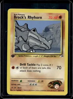 2000 Pokemon Gym Heroes 1st Edition Brock's Rhyhorn #70/132 - Image 1