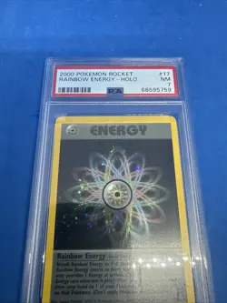 2000 Pokemon Team Rocket Rainbow Energy Holo PSA 7 #17 WOTC Swirl NM 17/82 - Image 4