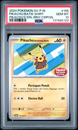 2024 POKEMON INDONESIAN SV-P PROMO #155 PIKACHU IN BATIK SHIRT PSA 10 - Image 1