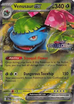 VENUSAUR EX (STELLAR CROWN STAMP) 001/142 HOLO POKEMON NM - Image 1