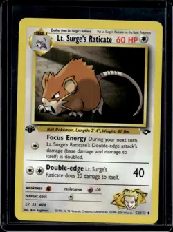 2000 Pokemon Gym Challenge 1st Edition Lt. Surge's Raticate #53/132 - Image 1