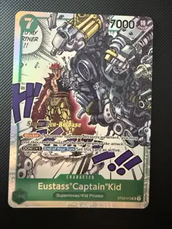 One Piece CCG Eustass Captain Kid ST02-013 Super Pre-Release Promo NM Foil - Image 1