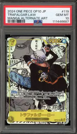 One Piece CCG Trafalgar Law Japanese Manga Alternate Art OP10-119 PSA 10 - Image 1