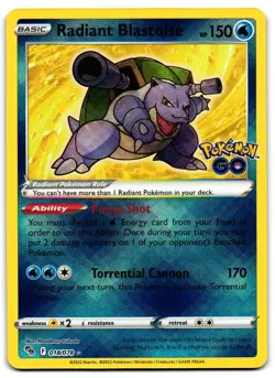 Radiant Blastoise 018/078 - Pokemon GO Radiant Rare Pokemon TCG - M/LP Card - Image 1