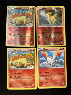 Pokemon TCG 4 Card Lot Mixed - Reverse Holo/Common - Ponyta/Rapidash - NM/LP - Image 1