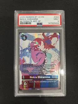 Digimon Card Game Nokia Shiramine BT22-084 Alt Art SP SR Cyber Eden PSA 9 Pop 6 - Image 1