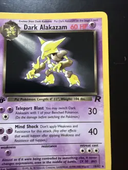 Pokemon Dark Alakazam Card 18/82 Non-Holo Rare 1st Edition - Image 3