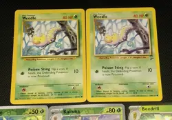 1999 Vintage Weedle Base Set 1 & 2 Pokemon TCG + Holo 151 Card Lot NM - Image 3