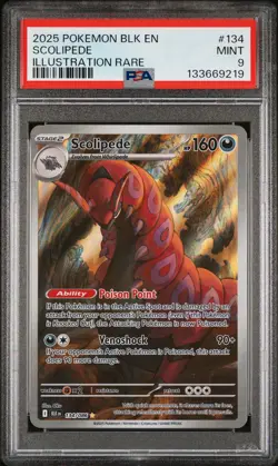2025 POKEMON BLACK BOLT ILLUSTRATION RARE #134 SCOLIPEDE PSA 9 - Image 1
