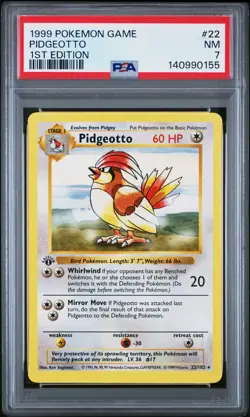 1999 POKEMON BASE SET 1ST EDITION #22 PIDGEOTTO PSA 7 - Image 1