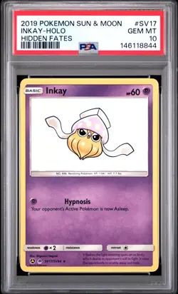 2019 POKEMON SUN & MOON HIDDEN FATES #SV17 INKAY-HOLO PSA 10 - Image 1