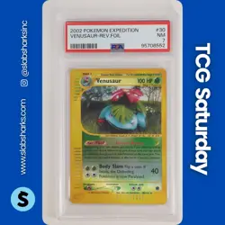 2002 POKEMON EXPEDITION SET #30 VENUSAUR REVERSE HOLO PSA 7 - Image 1