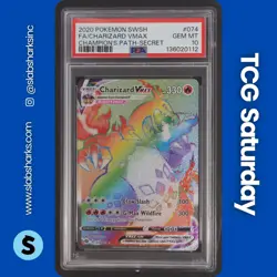 2020 POKEMON SWSH CHAMPION'S PATH #074/073 CHARIZARD VMAX SECRET RARE PSA 10 - Image 1