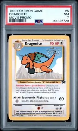 1999 POKEMON GAME MOVIE PROMO #5 DRAGONITE PSA 7 - Image 1