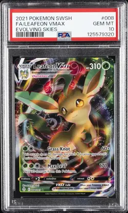 2021 POKEMON SWORD & SHIELD EVOLVING SKIES #008 FULL ART/LEAFEON VMAX PSA 10 - Image 1