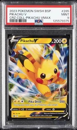 2023 POKEMON SWSH PROMO CROWN ZENITH COLLECTIONS #285 PIKACHU V PSA 9 - Image 1