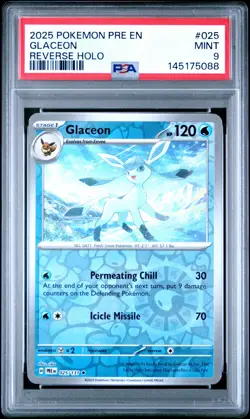2025 POKEMON PRE EN-PRISMATIC EVOLUTIONS REVERSE HOLO #025 GLACEON PSA 9 - Image 1