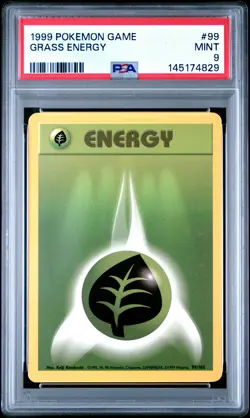1999 POKEMON BASE SET UNLIMITED #99 GRASS ENERGY PSA 9 - Image 1