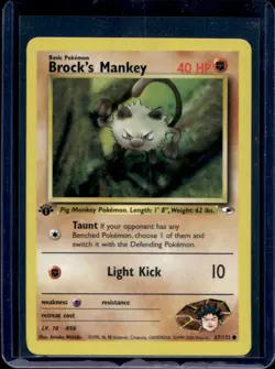 2000 Pokemon Gym Heroes 1st Edition Brock's Mankey #67/132 - Image 1