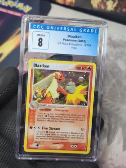 2003 Pokemon EX Ruby Sapphire Battle Stadium Blaziken Holo Pokemon CGC 8 sim PSA - Image 3
