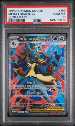 2025 POKEMON MEG EN-MEGA EVOLUTION ULTRA RARE #160 MEGA LUCARIO EX PSA 10 - Image 1