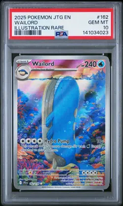 2025 POKEMON JTG EN-JOURNEY TOGETHER ILLUSTRATION RARE #162 WAILORD PSA 10 - Image 1