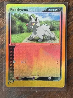 Poochyena 63/109 Pokemon EX Ruby and Sapphire Reverse Holo LP 2003 - Image 1