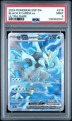 2024 POKEMON SSP EN-SURGING SPARKS ULTRA RARE #218 BLACK KYUREM EX PSA 9 - Image 1