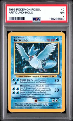 1999 POKEMON FOSSIL #2 ARTICUNO-HOLO PSA 7 - Image 1