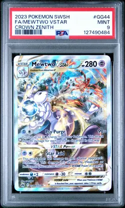 2023 POKEMON SWORD & SHIELD CROWN ZENITH #GG44 FULL ART/MEWTWO VSTAR PSA 9 - Image 1