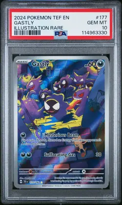 2024 POKEMON TEF EN-TEMPORAL FORCES ILLUSTRATION RARE #177 GASTLY PSA 10 - Image 1