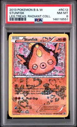 2013 POKEMON B&W LEGEND TREASURES RADIANT COLLECTION #RC12 STUNFISK PSA 8 - Image 1