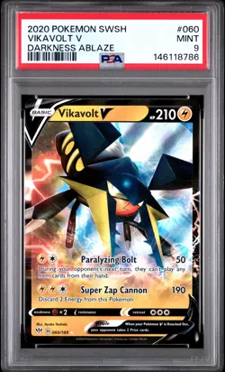 2020 POKEMON SWORD & SHIELD DARKNESS ABLAZE #060 VIKAVOLT V PSA 9 - Image 1