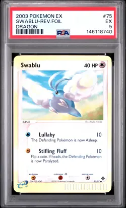 2003 POKEMON EX DRAGON #75 SWABLU-REVERSE FOIL PSA 5 - Image 1