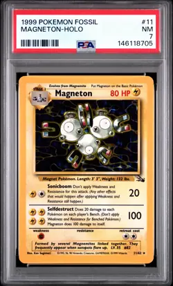 1999 POKEMON FOSSIL #11 MAGNETON-HOLO PSA 7 - Image 1